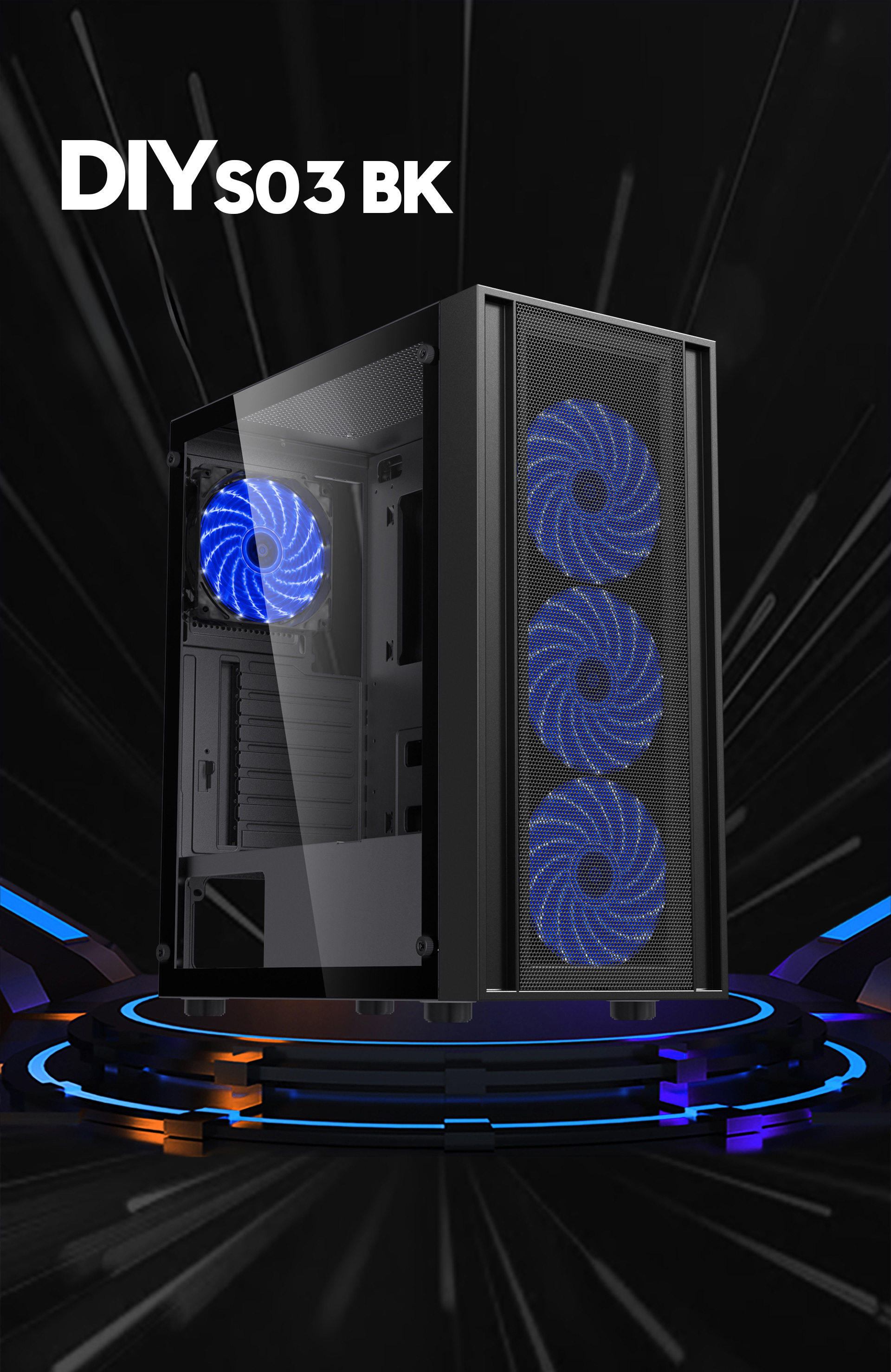 DIYPC DIY-S03-BK Gaming Computer Case
